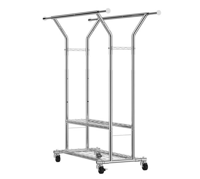 Drabužių kabykla su ratukais ir lentynomis9