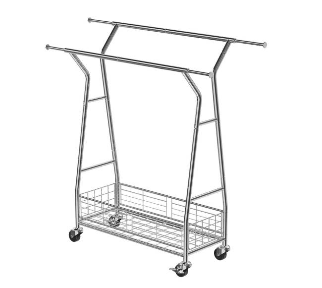 Drabužių stovas su krepšeliu ir ratukais10