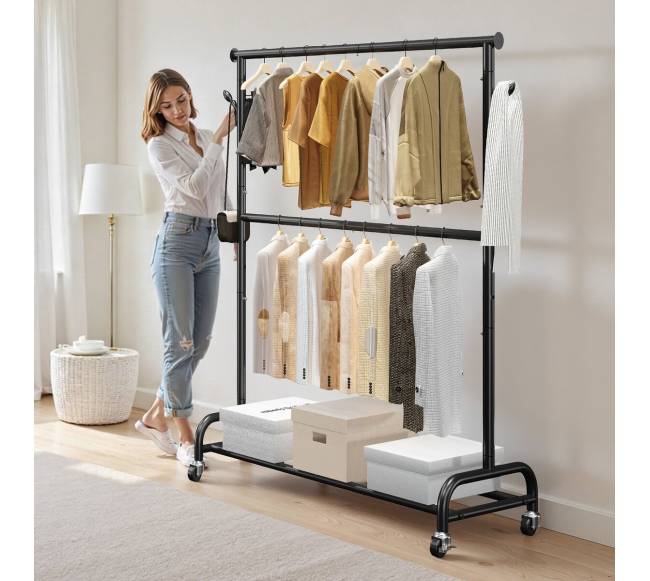 Drabužių kabykla su ratukais ir kabliukais7