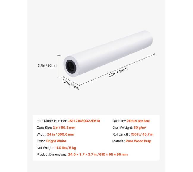 Plataus formato popierius 609.6 mm x 45.7 m6