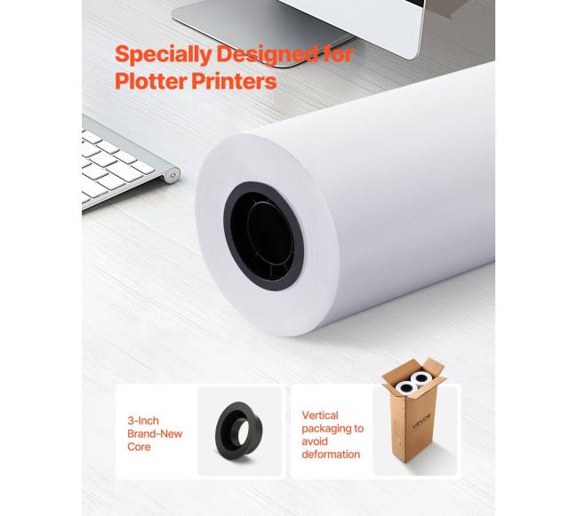 Plačiaformatė 762 mm x 152.4 m braižytuvų popieriaus rulonai1