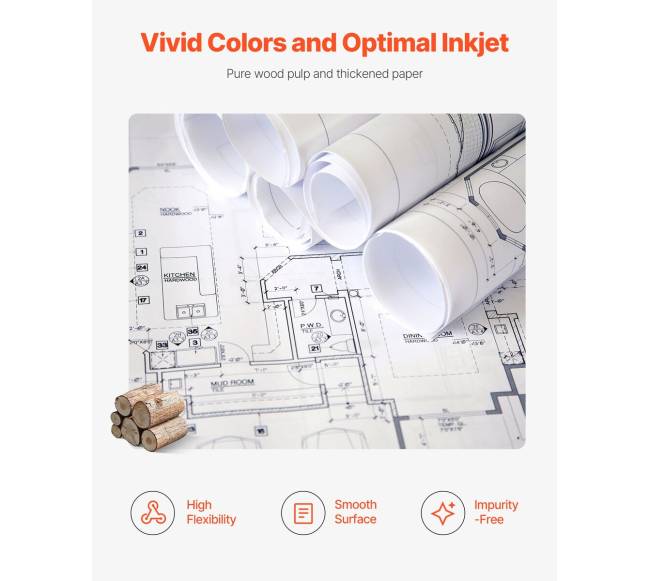 Plačiaformatė 762 mm x 152.4 m braižytuvų popieriaus rulonai4