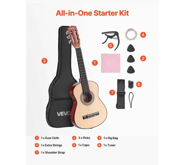 Klasikinė gitara, 780 mm, iš natūralaus medžio6