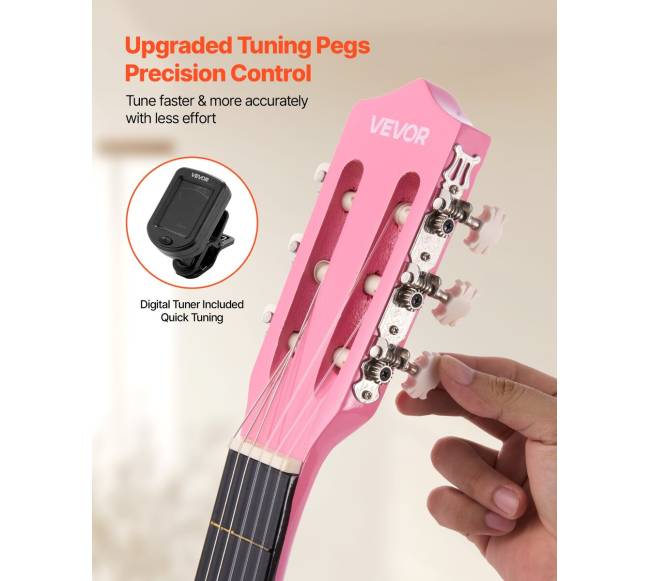 Klasikinė gitara pradedantiesiems, 960 mm, rožinė1