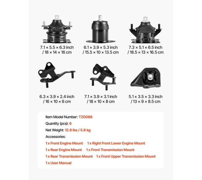 Variklio ir pavarų dėžės tvirtinimo komplektas Honda Accord6