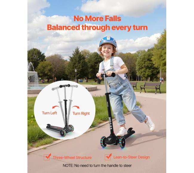 3 ratų vaikų paspirtukas su šviečiančiais ratais3