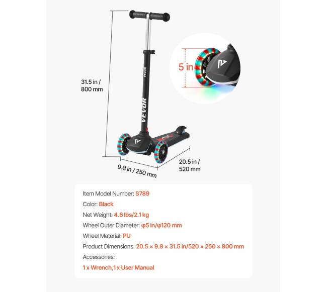 3 ratų vaikų paspirtukas su šviečiančiais ratais6