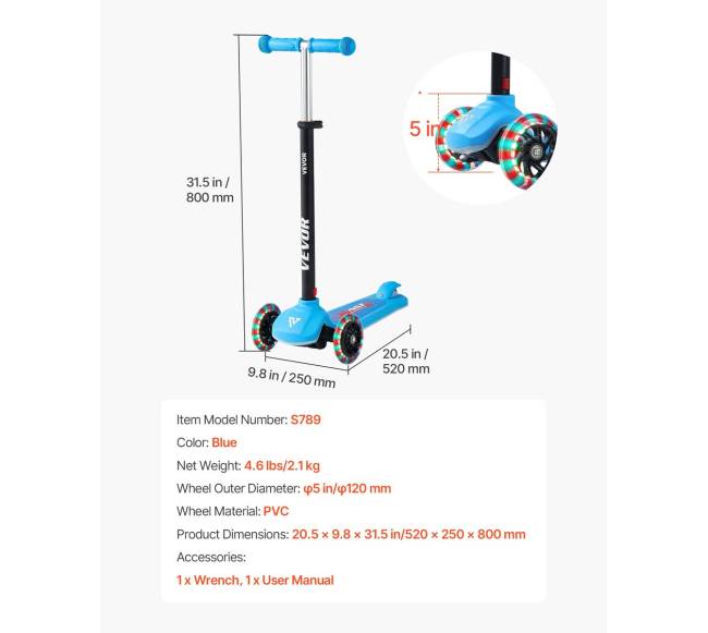 Vaikiškas paspirtukas nuo 3 metų, mėlynas6