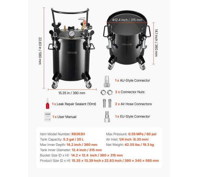 Dažymo slėgio indas, 20 l talpos6