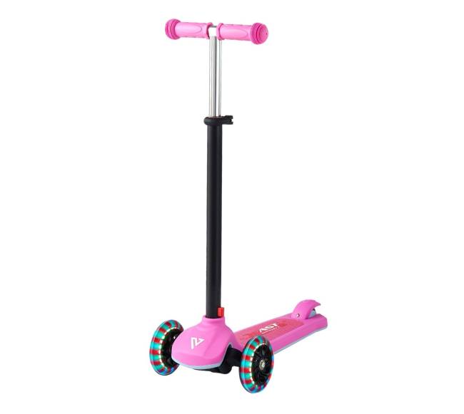 Vaikiškas triratis paspirtukas su šviečiančiais ratais0