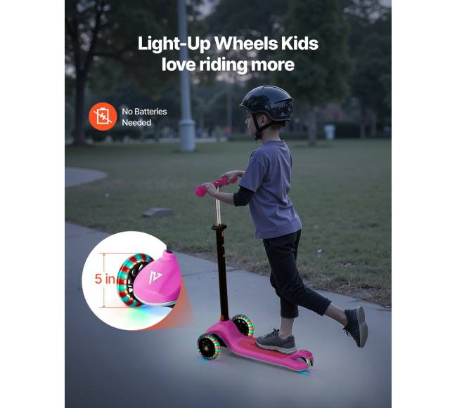 Vaikiškas triratis paspirtukas su šviečiančiais ratais2