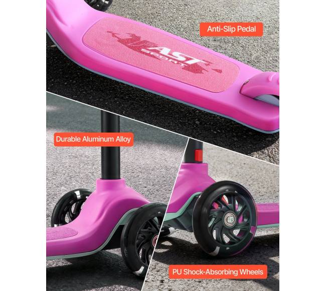 Vaikiškas triratis paspirtukas su šviečiančiais ratais4