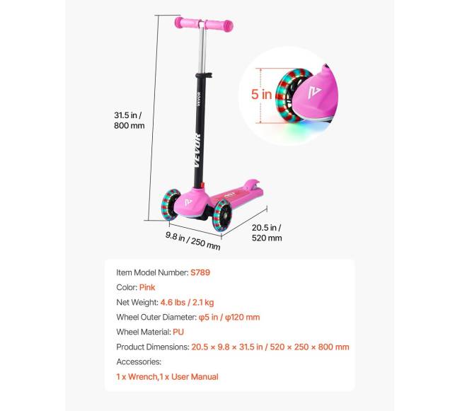 Vaikiškas triratis paspirtukas su šviečiančiais ratais6