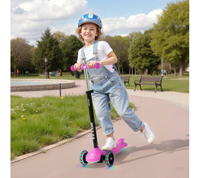 Vaikiškas triratis paspirtukas su šviečiančiais ratais7