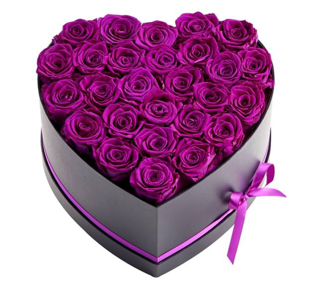Amžinos gėlės širdies formos dėžutėje0