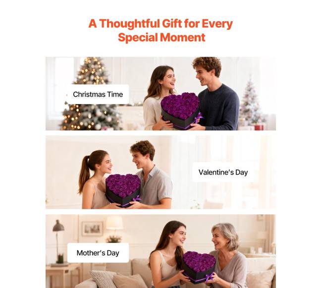 Amžinos gėlės širdies formos dėžutėje4