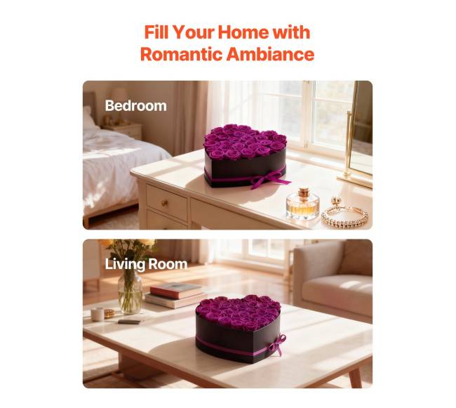 Amžinos gėlės širdies formos dėžutėje5