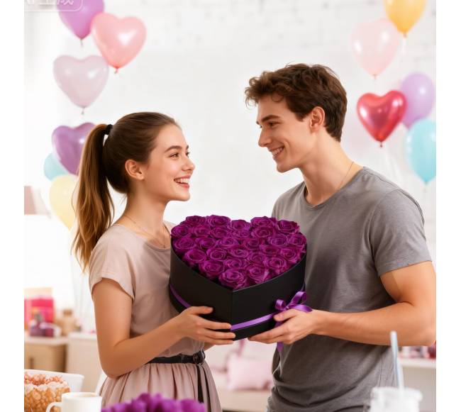 Amžinos gėlės širdies formos dėžutėje7