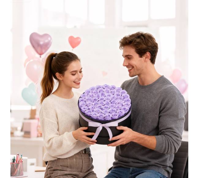 Rožės dėžutėje su amžinomis gėlėmis7