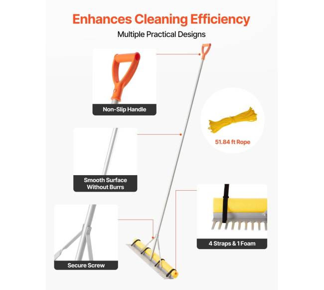 Aliuminis kraštovaizdžio grėblys su 15,8 m virve5