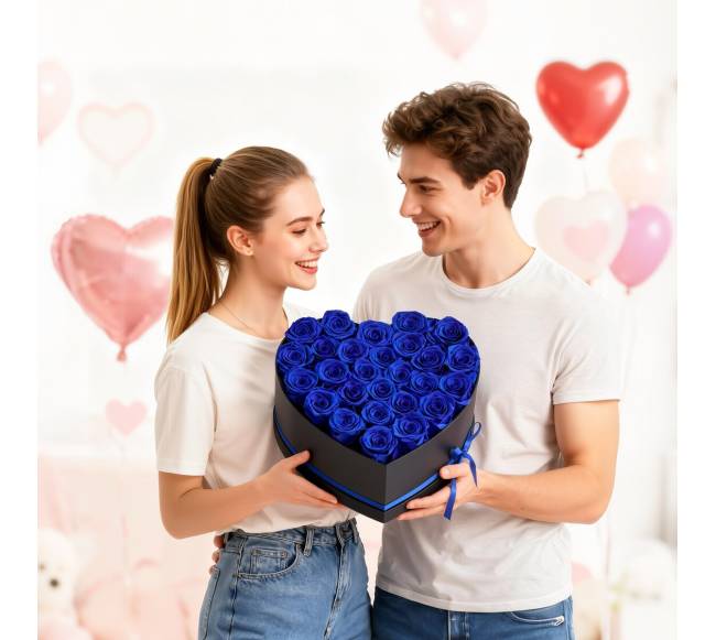 Amžinos rožės širdies formos dėžutėje7