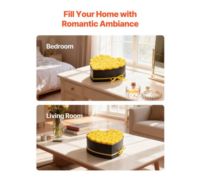 Amžinos gelės su 27 rožėmis širdies dėžutėje5