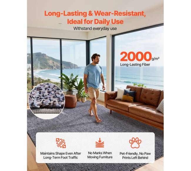 Pliušinis kilimas patalpoms, 2,44 x 3,05 m2