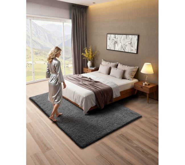 Vidinis pliušinis kilimas 1,52 x 2,44 m, tamsiai pilkas1