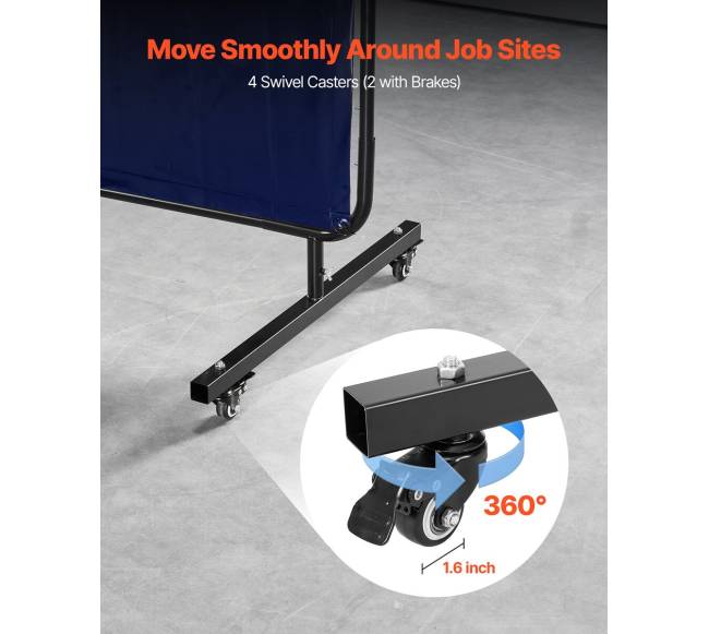 Suvirinimo uždanga su ratukais 1.74 x 1.74 m2