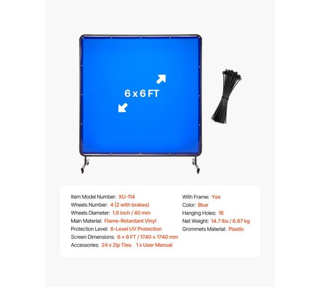 Suvirinimo uždanga su ratukais 1.74 x 1.74 m6