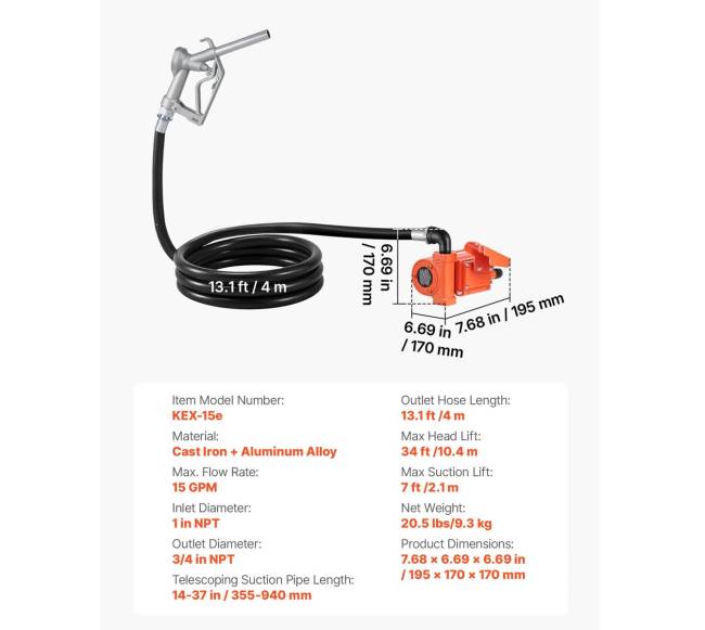 Kuro perkėlimo siurblys, 12V, 57 lm6