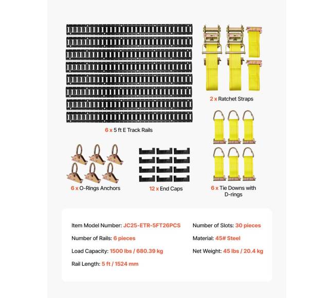 E-bėgių tvirtinimo rinkinys, 6 vnt. 1.5 m bėgeliai6