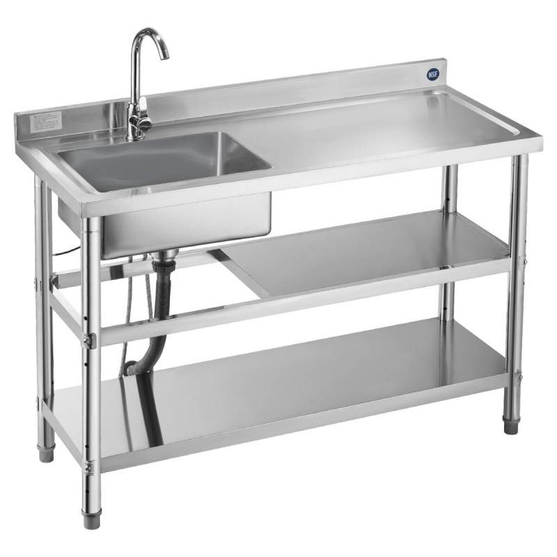 Nerūdijančio plieno kriauklė su lentynomis0