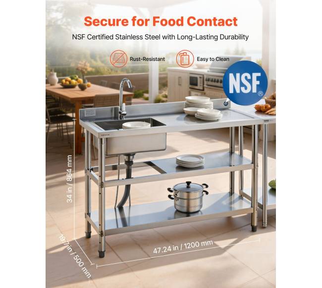 Nerūdijančio plieno kriauklė su lentynomis1