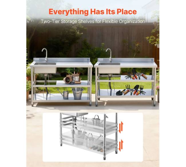 Nerūdijančio plieno kriauklė su lentynomis2