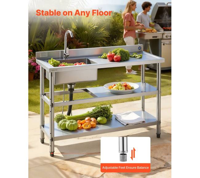 Nerūdijančio plieno kriauklė su lentynomis5