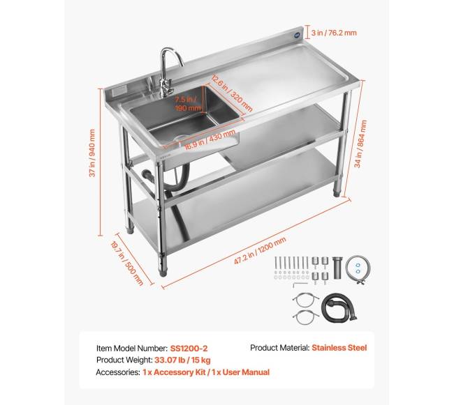 Nerūdijančio plieno kriauklė su lentynomis6