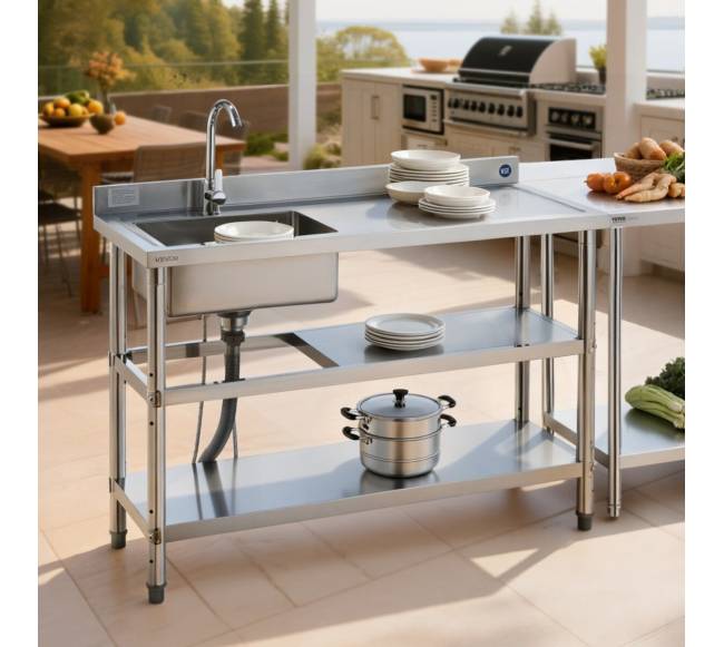 Nerūdijančio plieno kriauklė su lentynomis7