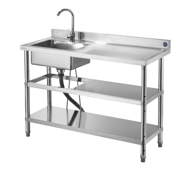 Nerūdijančio plieno kriauklė su lentynomis8