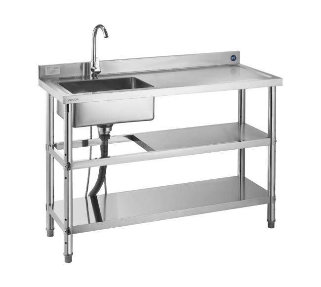 Nerūdijančio plieno kriauklė su lentynomis9