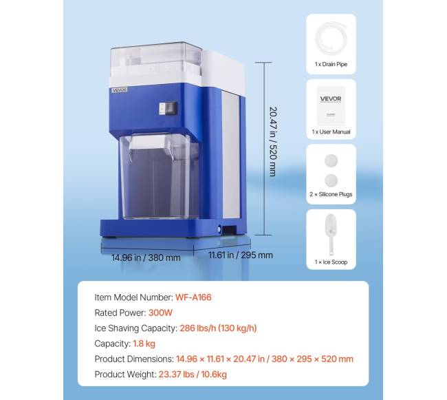 Komercinė ledo smulkintuvo mašina 1.8L, mėlyna6