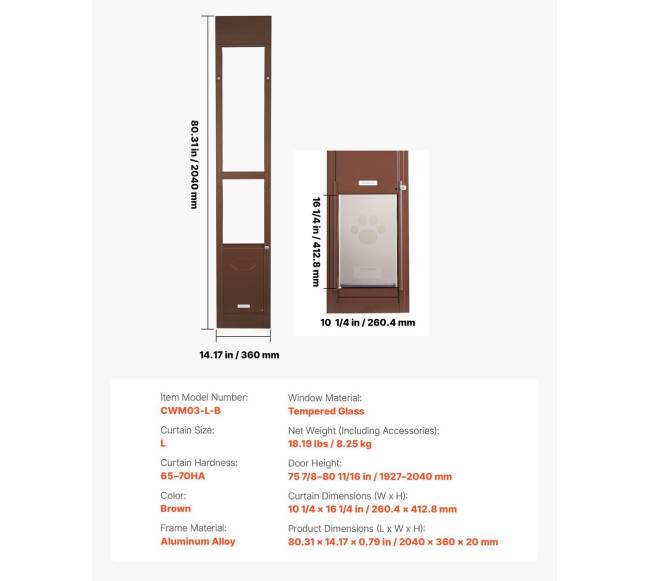 Šuns durys slankiojančiam stiklui, reguliuojamas aukštis6