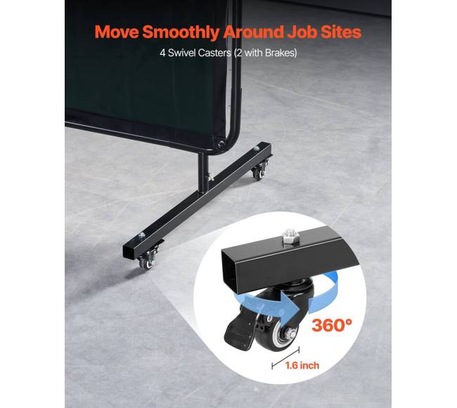 Suvirinimo uždanga su rėmu, tamsiai žalia2