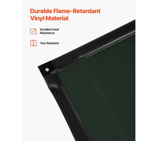 Suvirinimo uždanga su rėmu, tamsiai žalia3