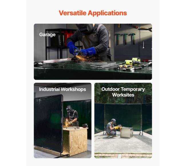 Suvirinimo uždanga su rėmu, tamsiai žalia5