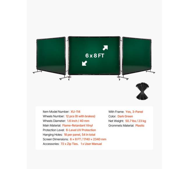 Suvirinimo uždanga su rėmu, tamsiai žalia6