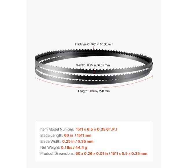 Juostinis pjūklas, 1511 mm, 6 TPI dantys6