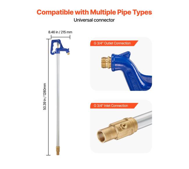Atsparus šalčiui lauko hidrantai, 1280 mm kiemo čiaupas4