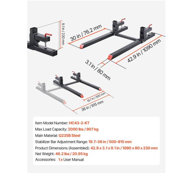 Šakių šakės su reguliuojamu skersiniu 907 kg sveriančios6