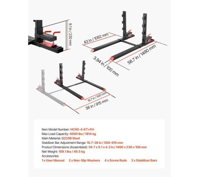 Traktoriaus šakių priedai 1814 kg, juodi6
